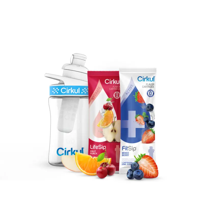 12Oz Plastic Bottle Starter Kit With Lid And 2 Cartridges 1