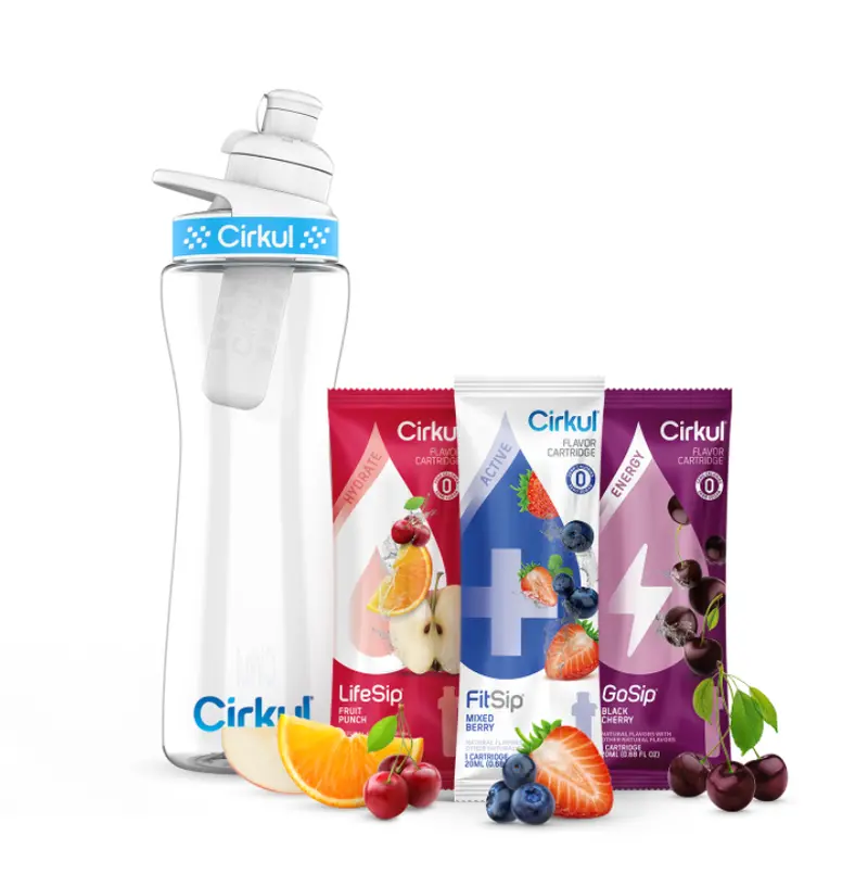 22Oz Plastic Bottle Starter Kit With Lid And 3 Cartridges 1
