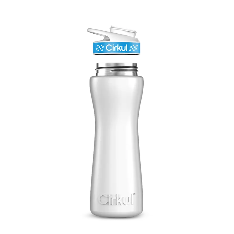 22Oz White Stainless Steel Bottle With Blue Comfort-Grip Lid 1