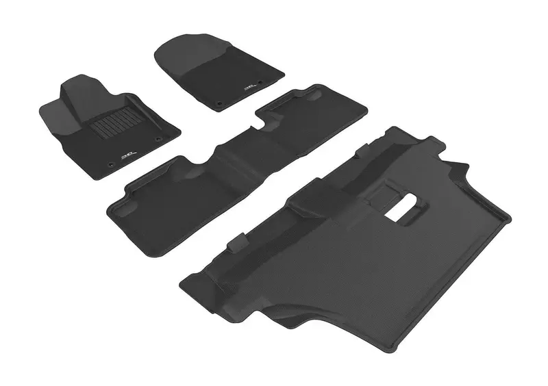3D Maxpider Kagu All-Weather Floor Mats – Black, 4-Piece Set (Front X2, Second Row, Third Row) 1