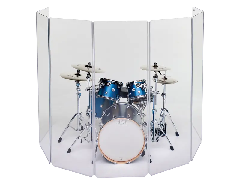 7-Panel Acrylic Drum Shield – 6.5 Ft Tall Featuring Seamless Hinges & Integrated Cable Cutouts 1