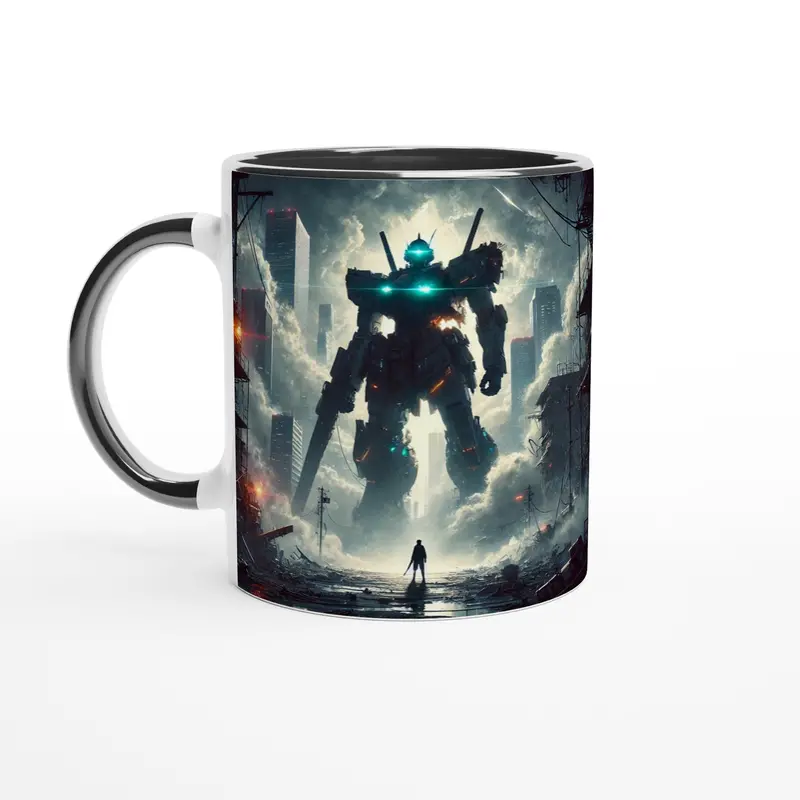 Anime Mecha Ceramic Mug – 330Ml White Cup With Colorful Interior Accent 5