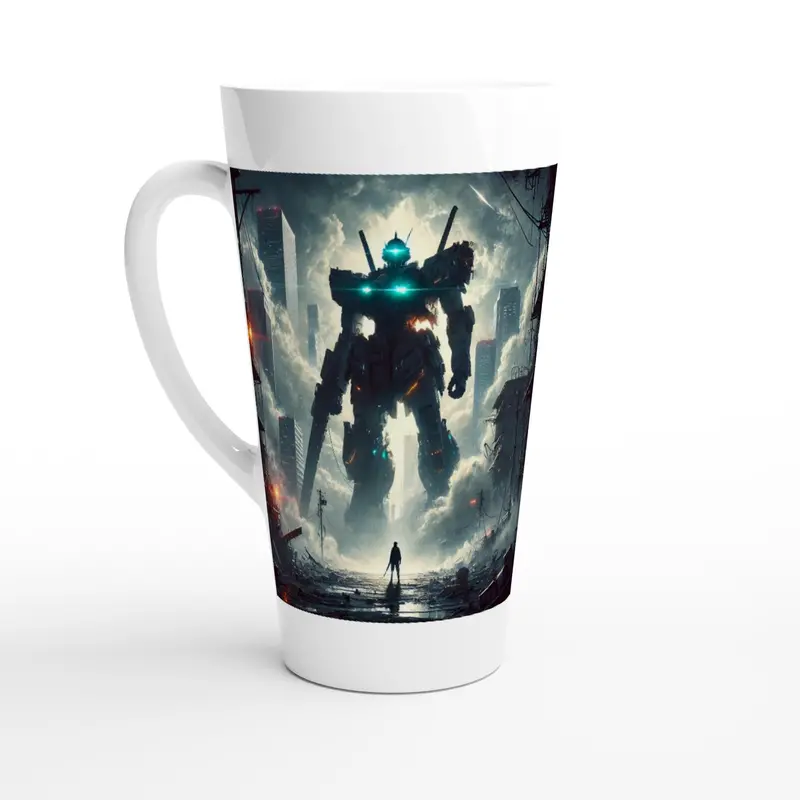 Anime Mecha Latte Mug – 500Ml White Ceramic Cup Designed For Lattes & Cappuccinos 1