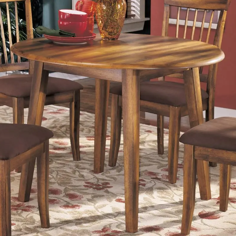 Ashley Berringer Round Dining Table – Solid Wood Top, Contemporary Finish (D199-15) 1