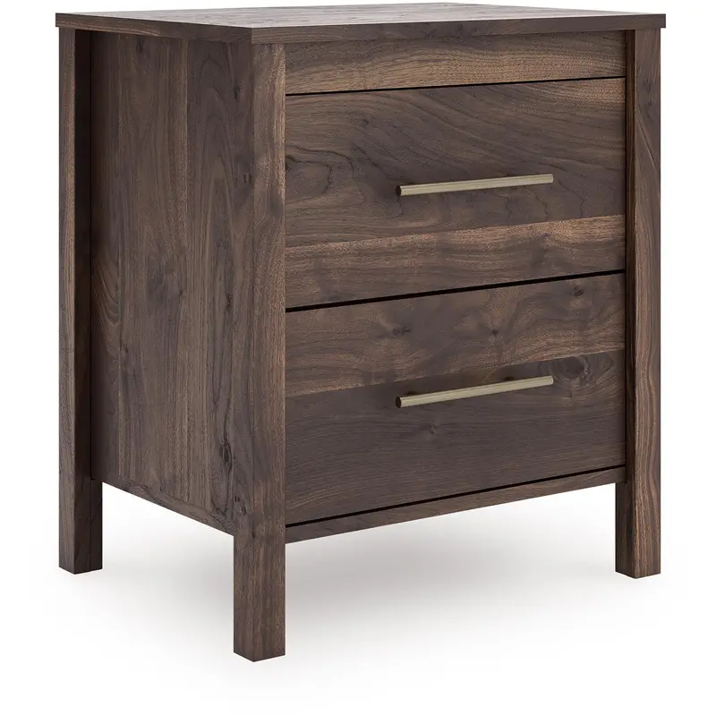 Ashley Calverson Two-Drawer Nightstand – Rustic Brown Finish With Knob Hardware 1