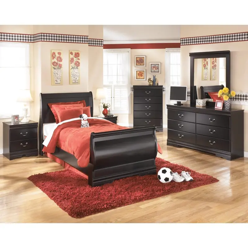 Ashley Huey Vineyard B128 Twin Sleigh Bedroom Set – 6-Piece (Alternate) 1