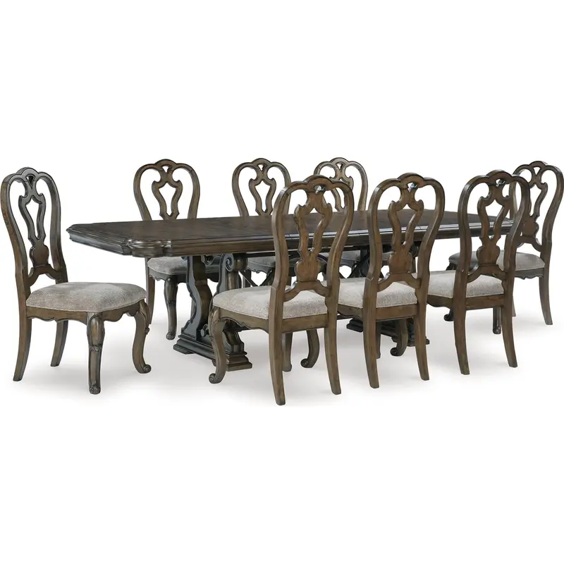 Ashley Maylee 9-Piece Dining Set – Rustic Farmhouse Table & Matching Chairs 1