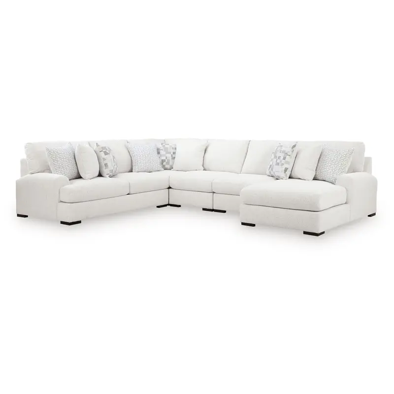 Ashley Misty-Lakes 5-Piece Sectional With Chaise – Light Beige Upholstery 1