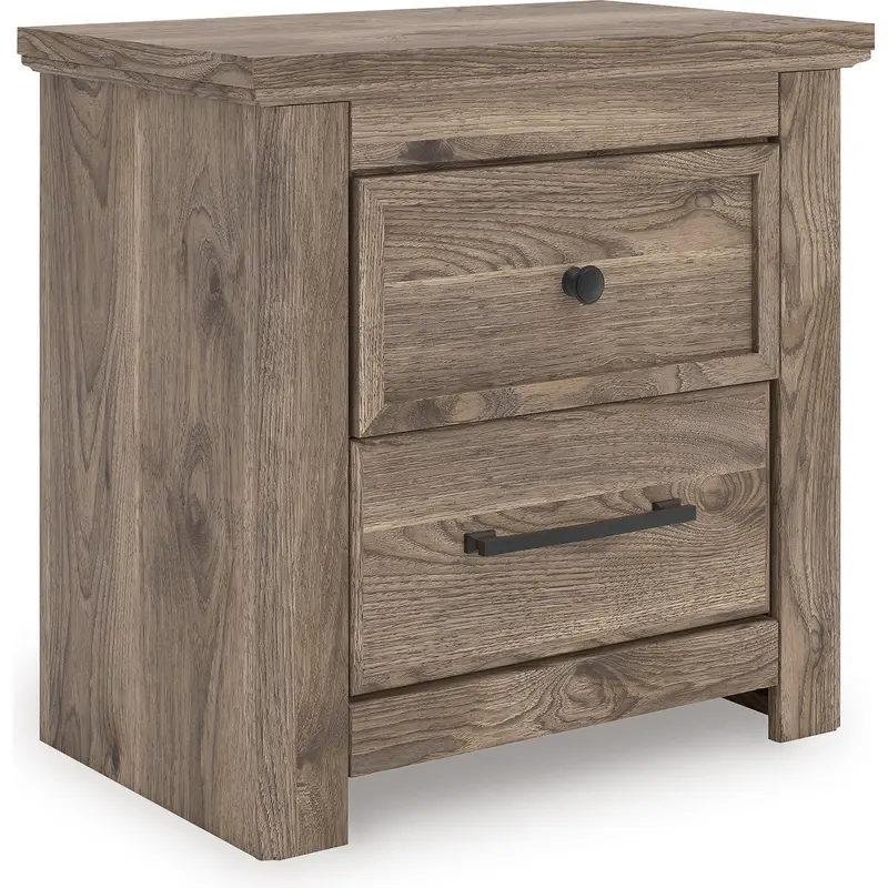 Ashley Rusticott Two-Drawer Wooden Nightstand In Rustic Brown Finish 1