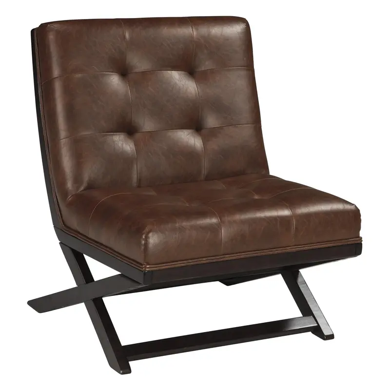 Ashley Sidewinder Leather-Finish Accent Chair With Low Profile And Tapered Legs – A3000031 1