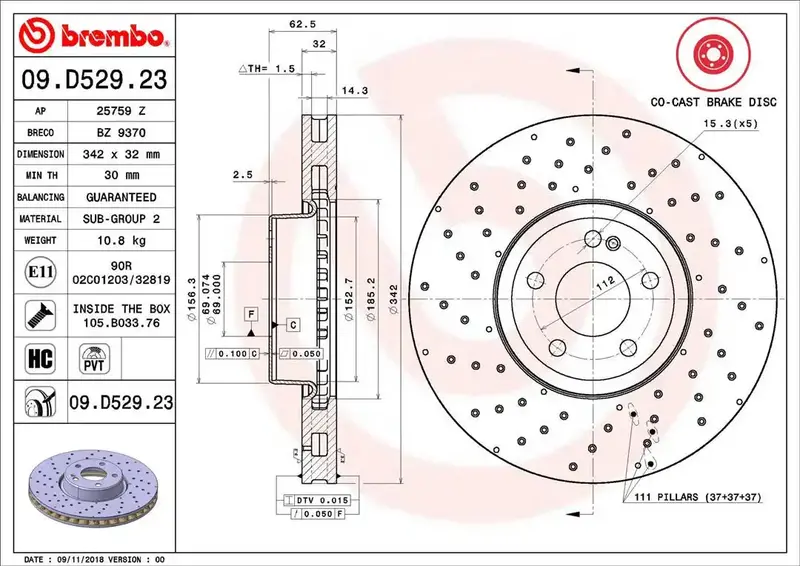 Brembo Disc Brake Rotor – Part #09D52923C02 1
