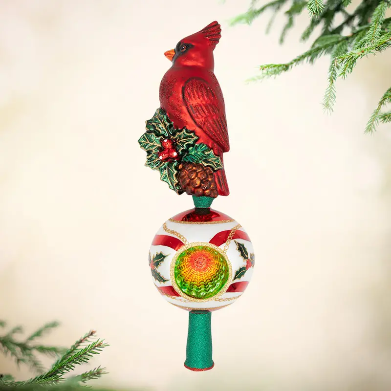 Cardinal Holiday Finial Accent 1