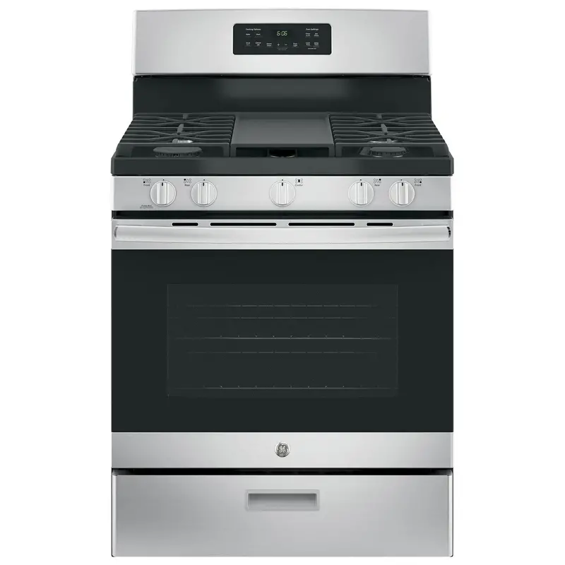 Ge 30" Freestanding Gas Range – Steam Clean Function, Stainless Steel (Jcgbs66Sekss) 1