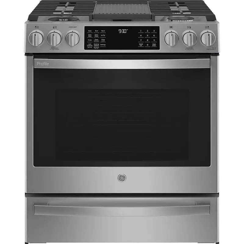 Ge Profile 30-Inch Slide-In Dual-Fuel Range Featuring No-Preheat Air Fry 1