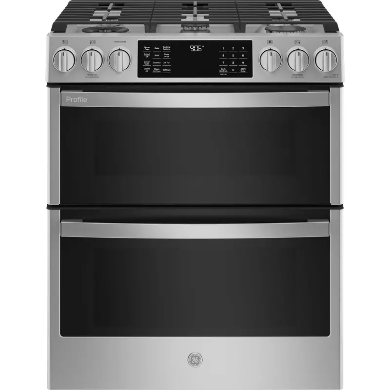 Ge Profile 30" Slide-In Gas Double Oven Range With Wi-Fi Connectivity (Pcgs960Ypfs) 1