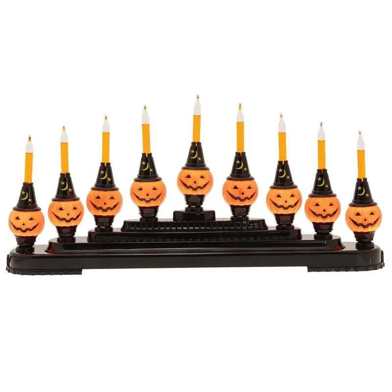 Halloween Pumpkin Bubble Light Candolier: 9-Piece Illuminated Display 1