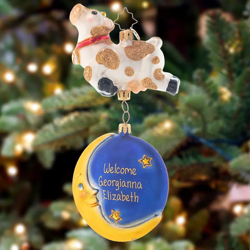'Hey Diddle Diddle' Nursery-Themed Personalized Ornament 1