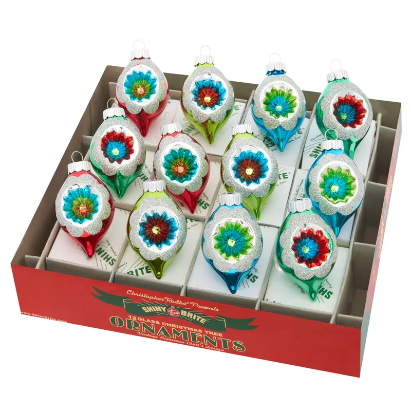 Holiday Splendor Collection: 12 Reflective 1.75" Tulip Ornaments 1