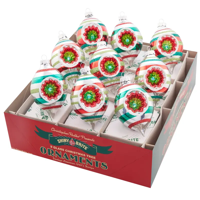 Holiday Splendor Set: 9 Stylish 2.5" Tulip-Shaped Ornaments 1