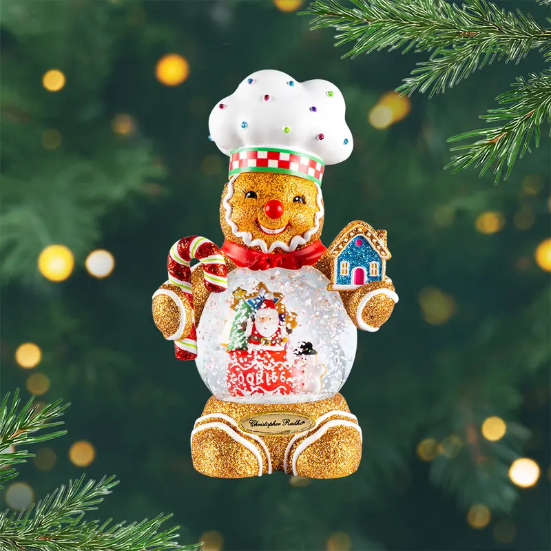 Jolly Ginger Baker Snow Globe Ornament 1