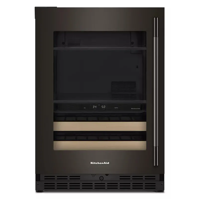 Kitchenaid 24-Inch Glass-Door Beverage Center – Wood-Front Racks & Stainless Steel (Kubl524Sbe) 1
