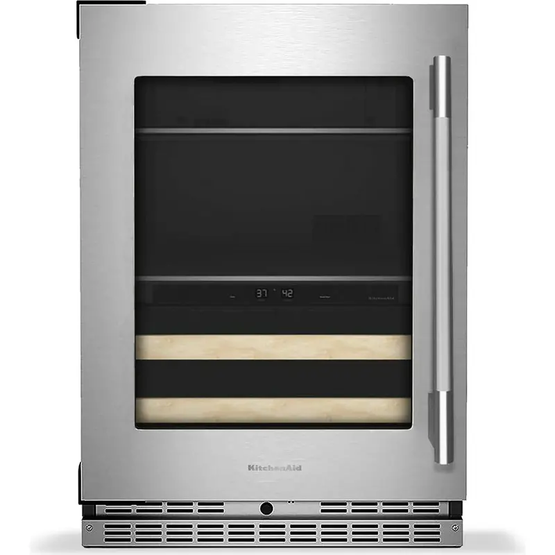 Kitchenaid 4.8 Cu. Ft. Glass-Door Beverage Center With Wood-Front Shelving – Kubl524Sps 1