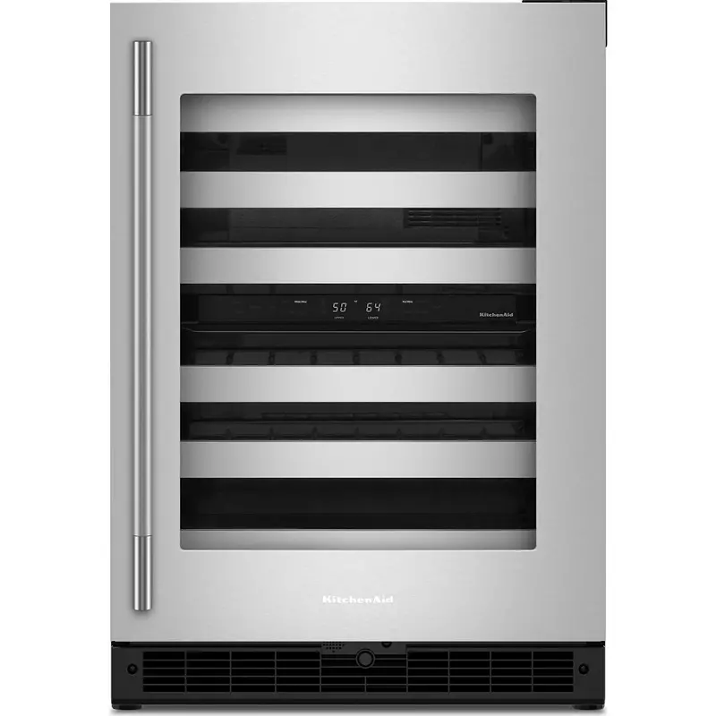 Kitchenaid 46-Bottle Built-In Wine Cellar With Sliding Metal-Front Racks – Kuwr324Ssb 1