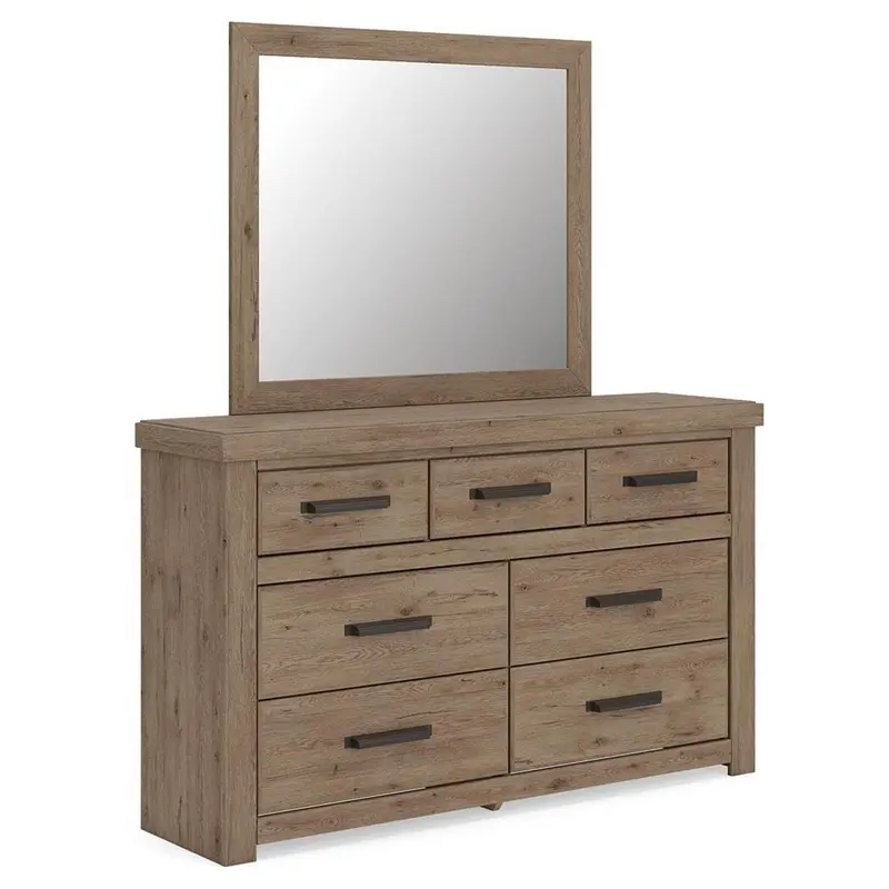 Oliandon Dresser With Integrated Mirror – 7-Drawer Set 1