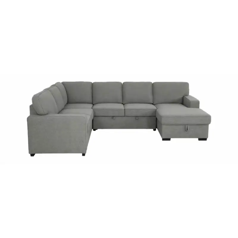 Primo International Morandi Sleeper Sectional Sofa – 4-Piece In Solis Dark Grey 1
