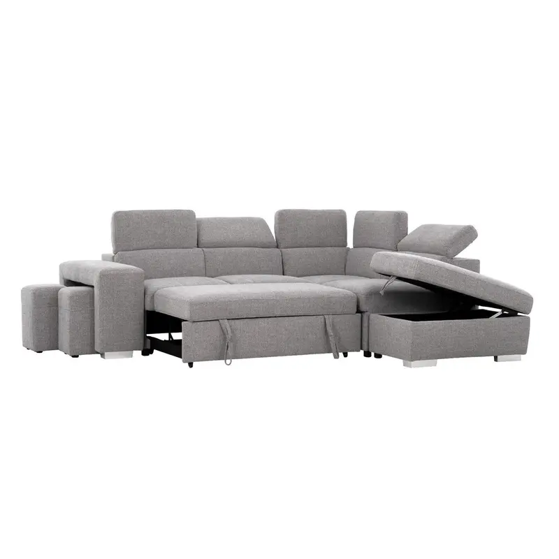 Primo International Pamina 3-Piece Sleeper Sectional In Thora Stone 1