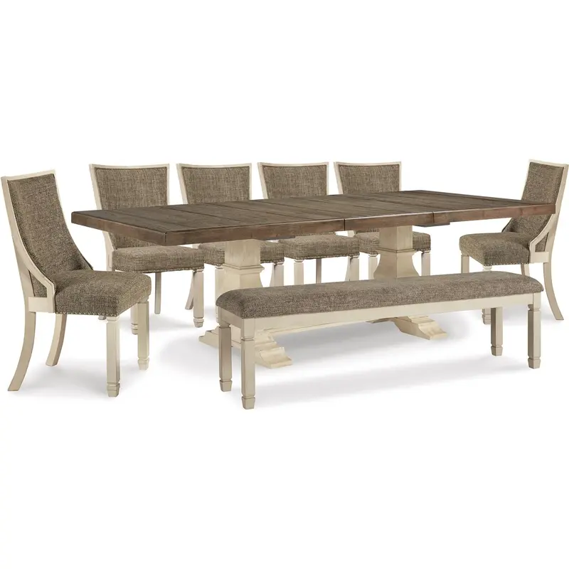 Signature Design By Ashley Bolanburg Dining Set – 8-Piece Contemporary Dining Suite 1