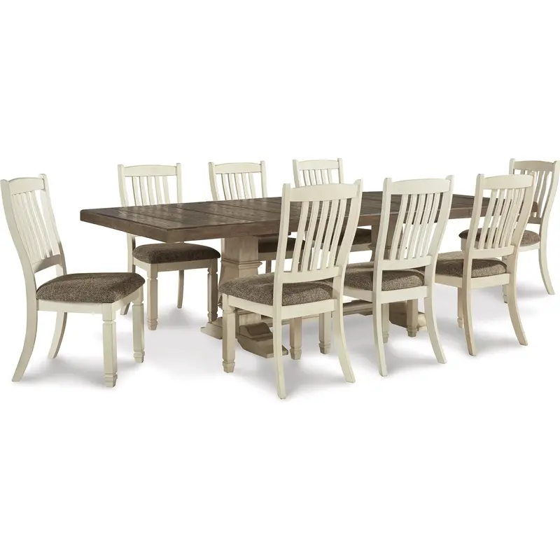 Signature Design By Ashley Bolanburg Dining Set – 9-Piece Elegant Dining Ensemble 1