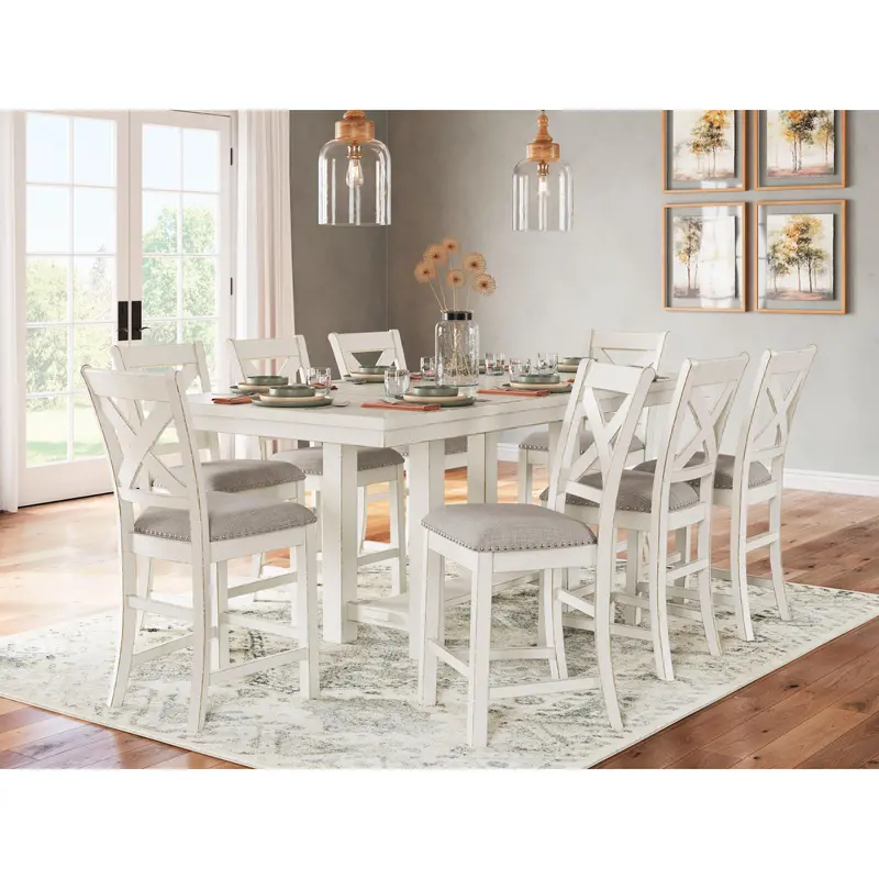 Signature Design By Ashley Robbinsdale Counter Height Dining Set – 9-Piece Bar-Style Seating Collection 1