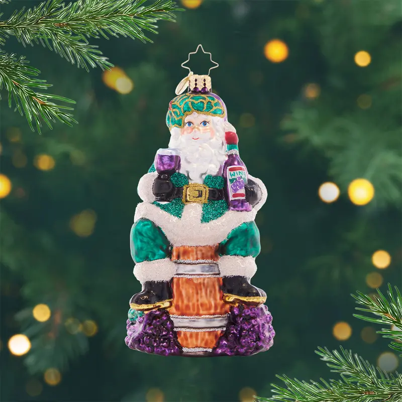 'Time For Fine Wine' Sophisticated Santa Ornament 1