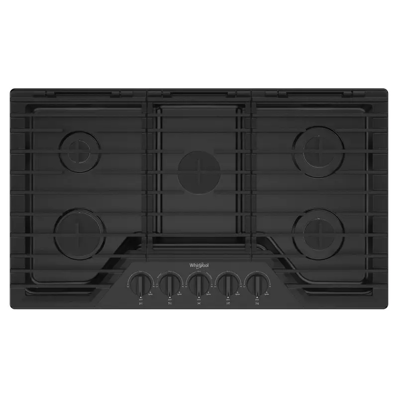 Whirlpool 36-Inch Built-In Gas Cooktop With Ez-2-Lift Grates In Black (Wcgk5036Pb) 1