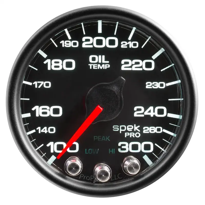 Autometer P32232 Spek-Pro Oil Temperature Gauge – 2-1/16", 300°F, Stepper Motor With Peak Hold 1