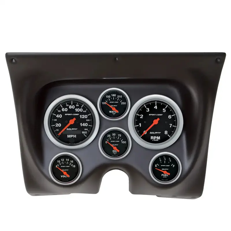 Autometer Sport-Comp Gauge Kit – 6-Piece Dash Set For 1967–1968 Camaro & Firebird (Tach, Speedo, Fuel, Oil Pressure, Water Temp, Volt) 1