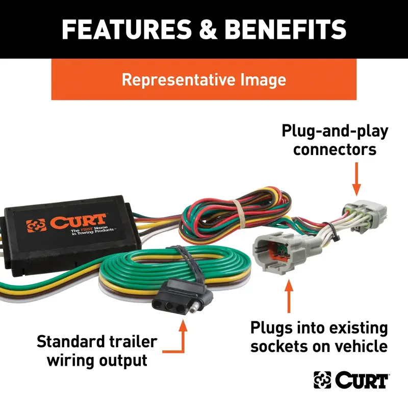 Curt 56227 Custom Trailer Wiring Harness – 4-Way Flat Output For Nissan Leaf Ev 1