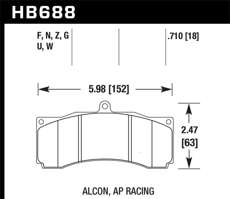 Hawk Dtc-80 Hb688Q.710 High-Performance Brake Pads – 0.710" Thickness, Compatible With Ap Racing & Alcon Calipers 1
