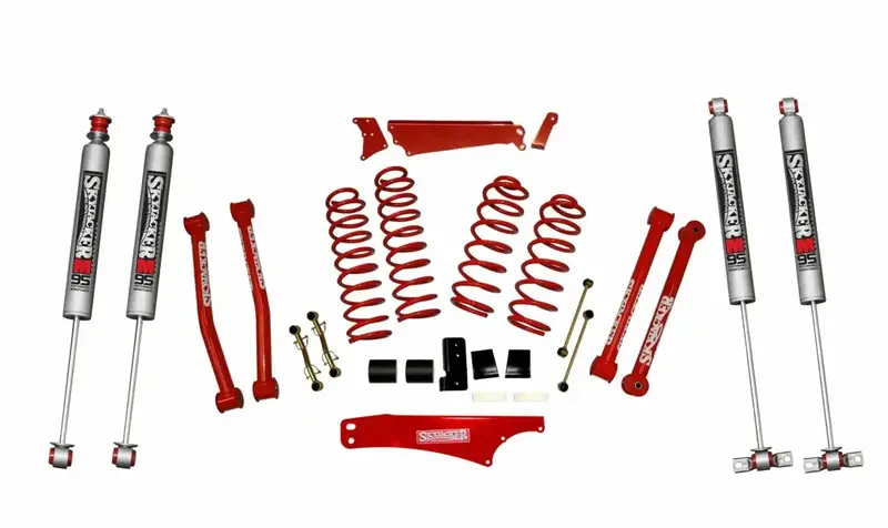 Skyjacker Jk401Kcr-M 4-Inch Lift Kit For 2007–2009 Jeep Jk Wrangler – Includes Red Shocks And M95 Coil Springs 1